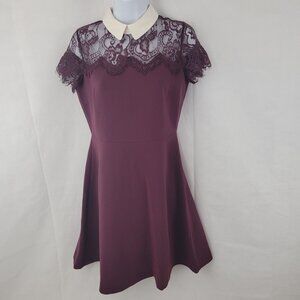 MAISON JULES Womens Dress Sz SMALL Wednesday Addams Plum Lace School Goth